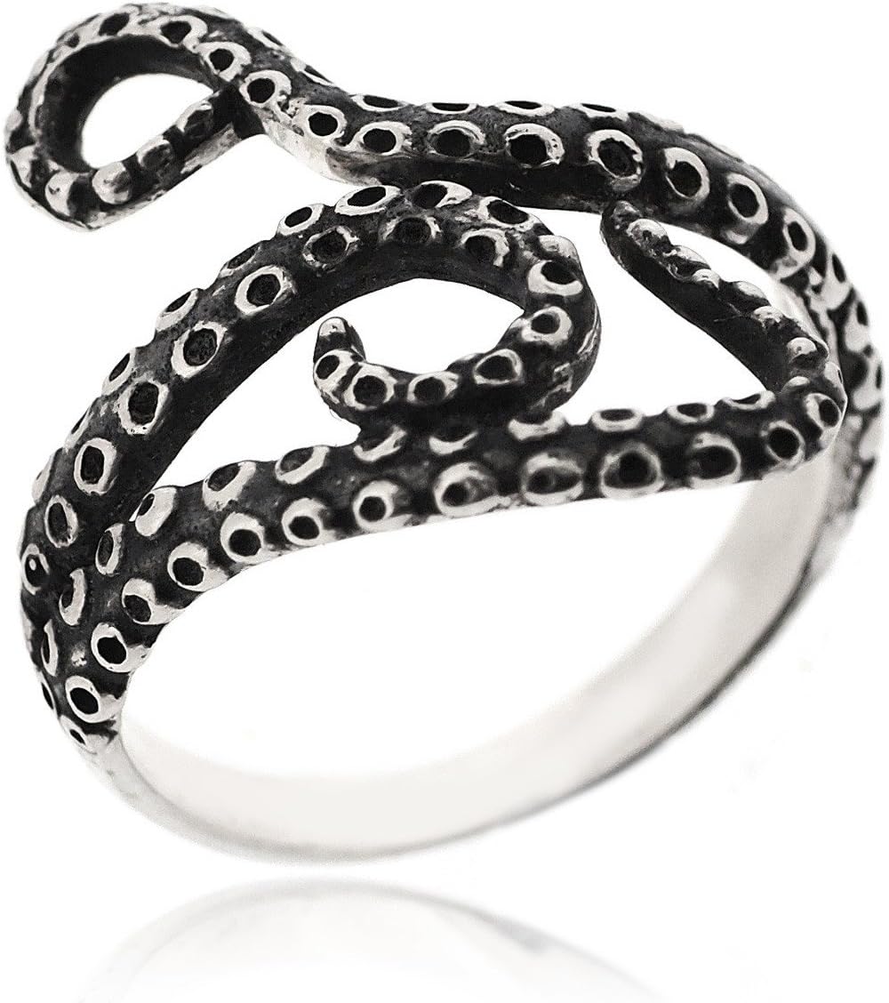 Sovats Octopus Ring For Women 925 Sterling Silver Oxidized Surface - Simple, Stylish &Trendy Nickel Free Ring