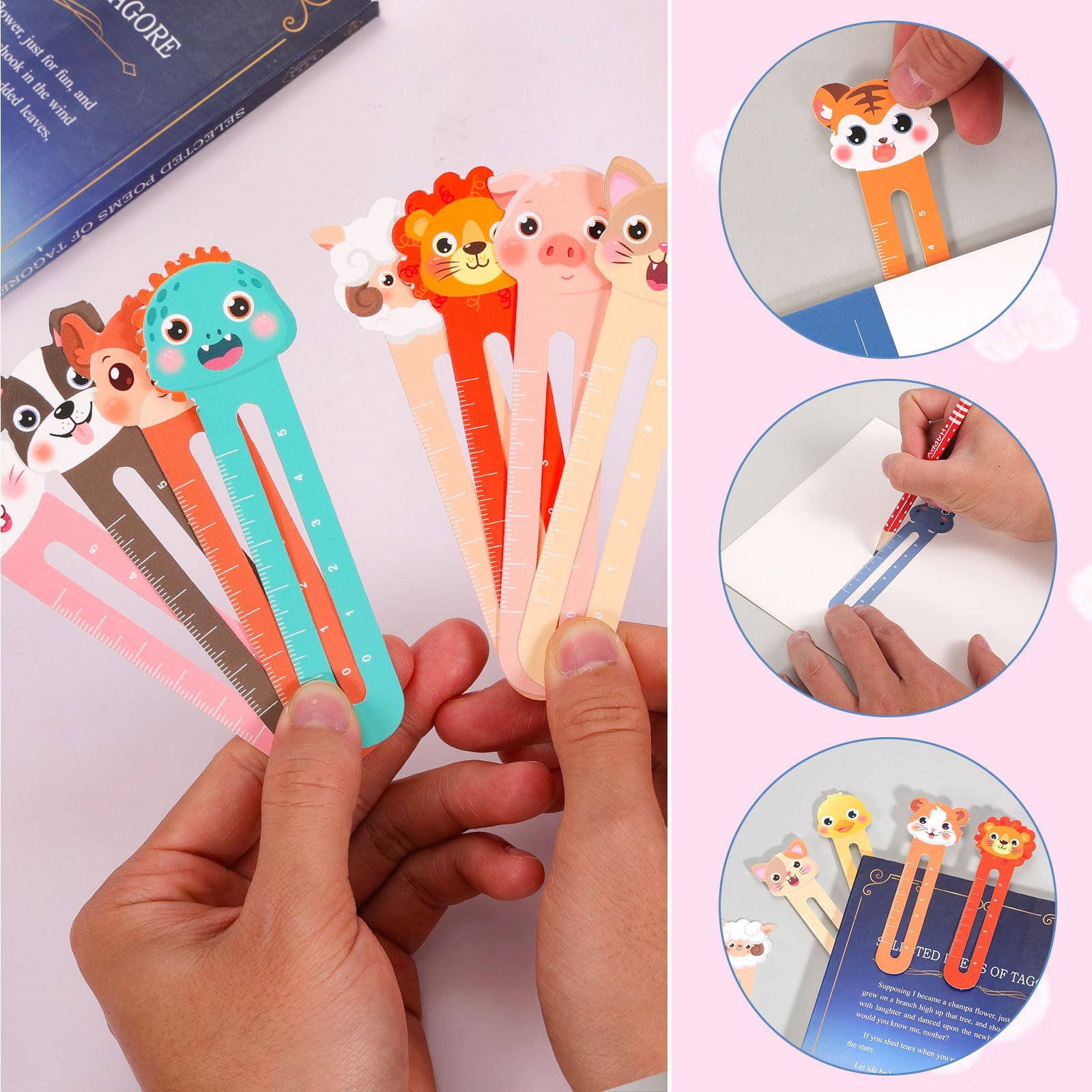 Marcapáginas Animales para Niños Lindos Clip Bookmark Regla 30 Piezas