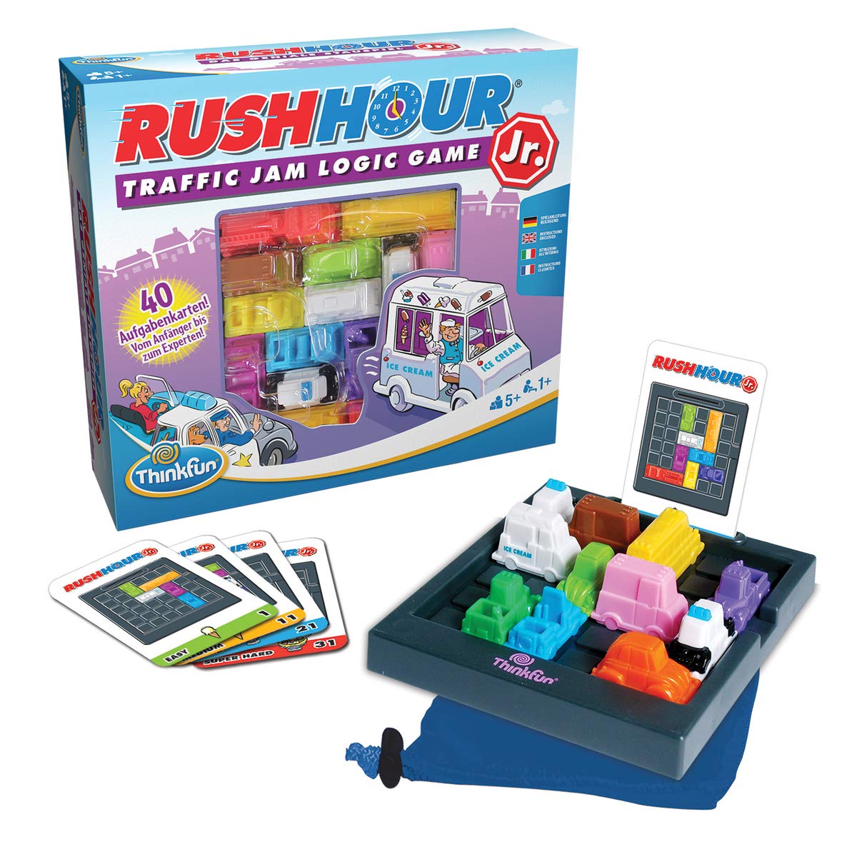ThinkFun 76442 - Rush Hour Junior - Das bekannte Logikspiel für jüngere Kinder ab 5 Jahren. Das Stauspiel für Jungen und Mädchen.