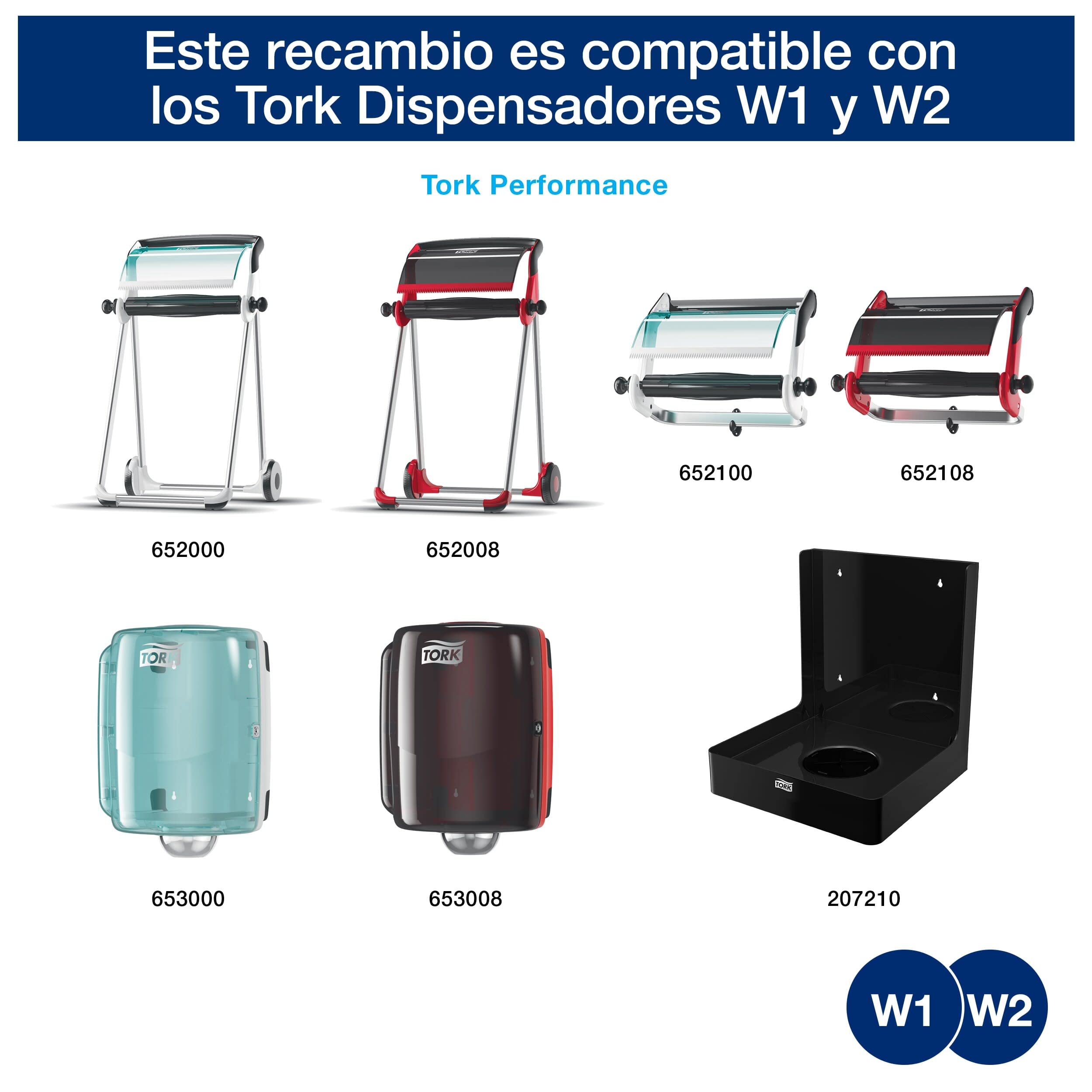 Tork 130081 Papel de secado extra fuerte para la industria/2 paquetes/3 capas/Paños de papel compatibles con el sistema W1 y W2/Premium/2 bobinas x 119 m de largo/azul, 2 x 119 m