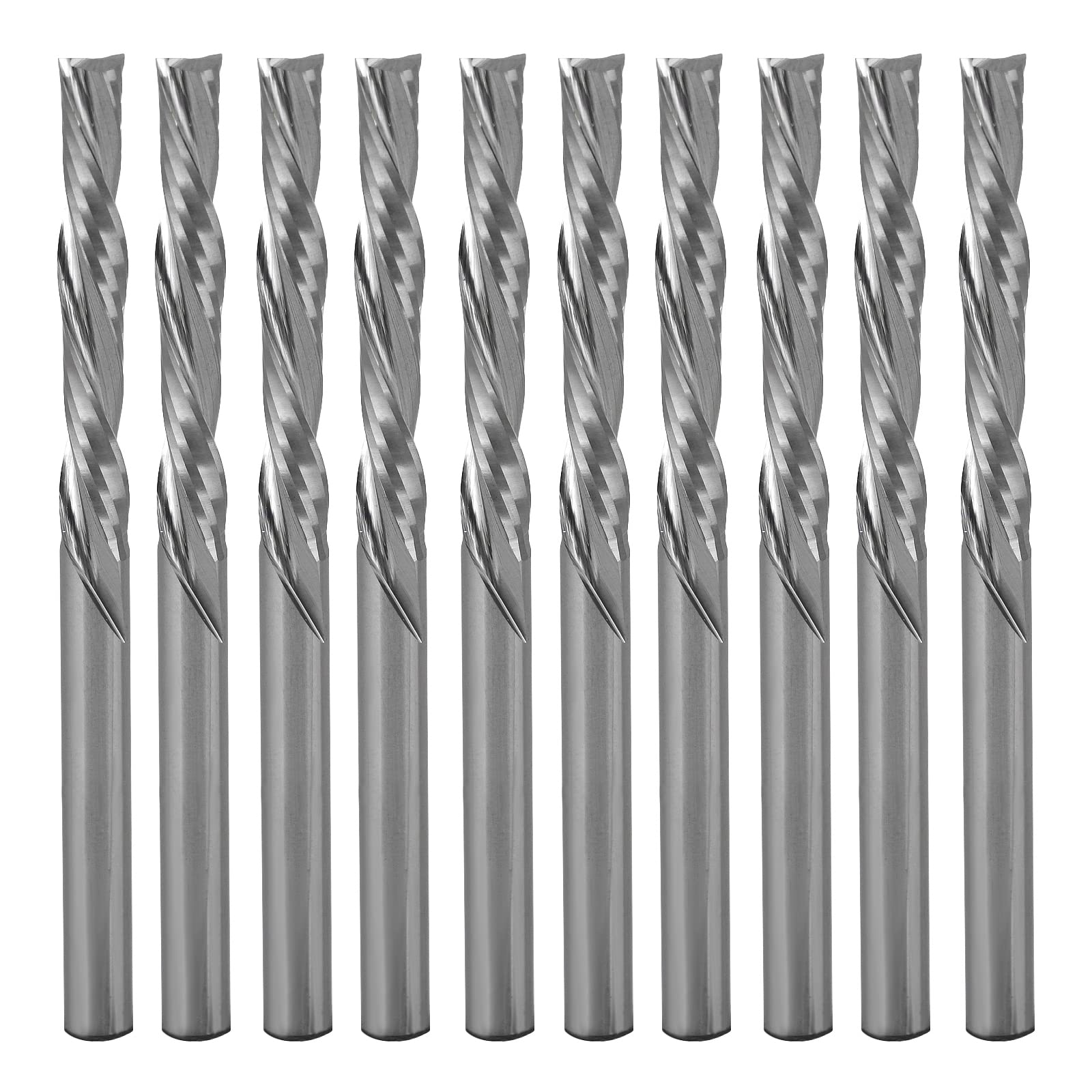 HOZLYDowncut Spiral Router Bits 1/8 inch Shank, 1/8 inch Cutting Diameter ，7/8 inch Cutting Length,Solid Carbide CNC Router Bits End Mill for Wood Cut, Carving 10 Pack