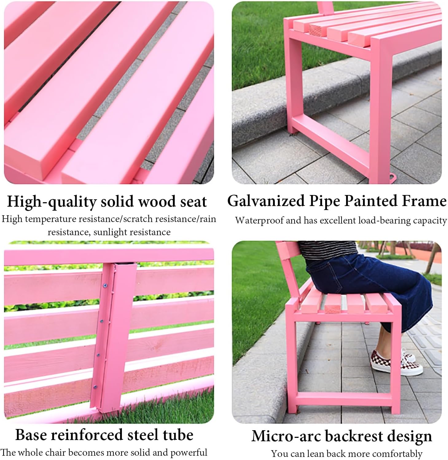 NEONMAN Outdoor Patio Garden Bench, Park Seat Outdoor Garden Bench, High Temperature Resistant Rain and Sun Resistant Strong Load Bearing Capacity, Suitable for Parks(120cmx40x40cm)