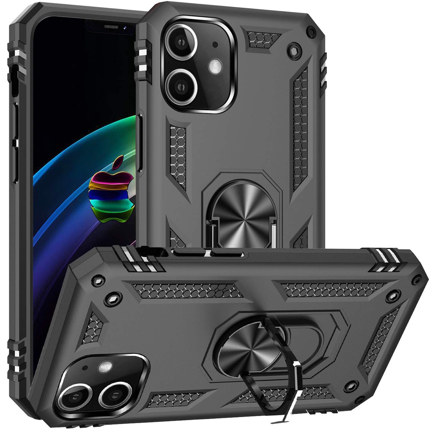 Schutzhülle Für IPhone 12 Pro Max Mit Kartenfach & Ständer | 2-lagiger Hybrid-Schutz (TPU + PC) | Stoßfest & Klappbar