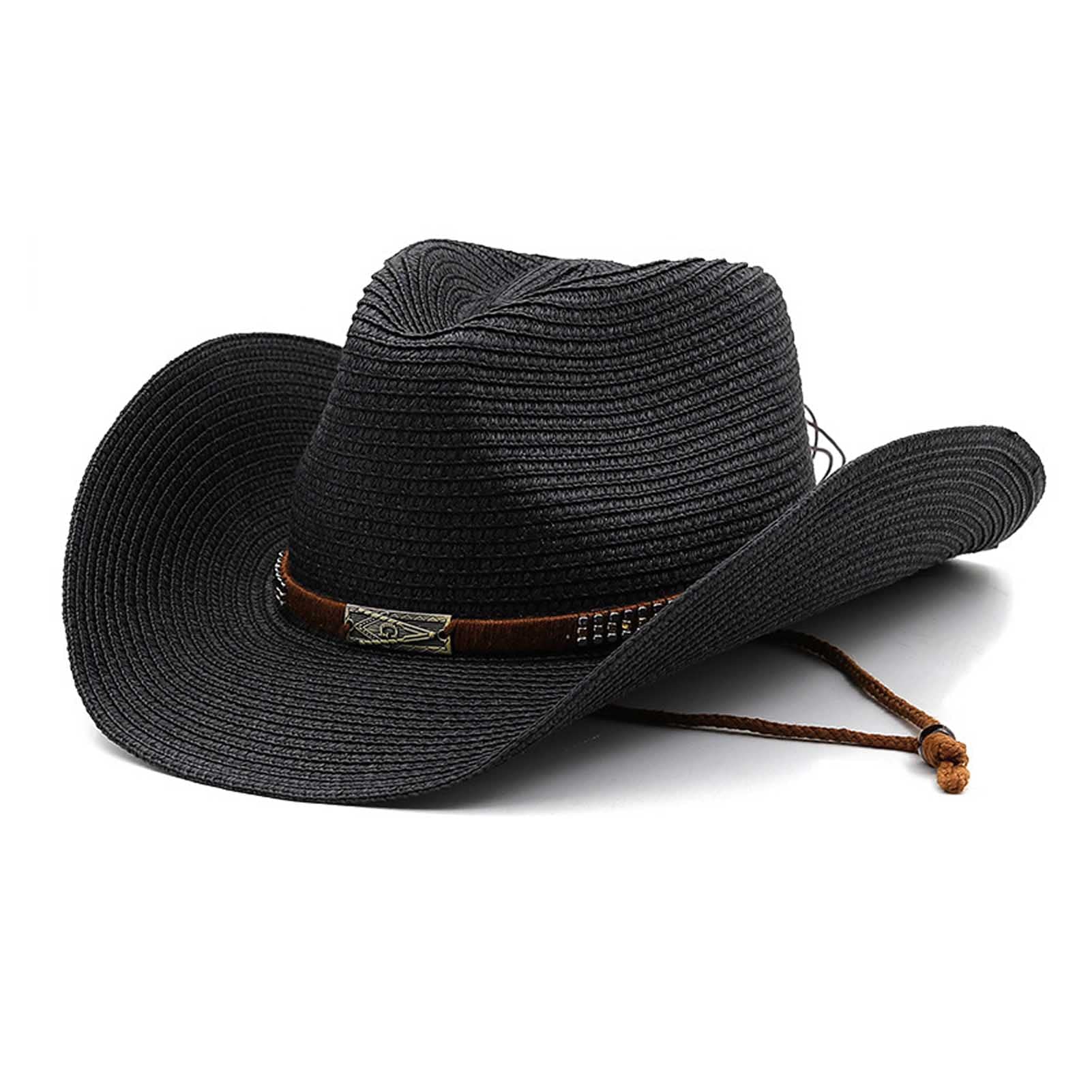 Sombrero Vaquero Occidental Hombre Mujer Sombrero de Cowboy Western Cowgirl Hat Paja Panamá con Banda Sombrero de Playa Sombrero Visera de Verano