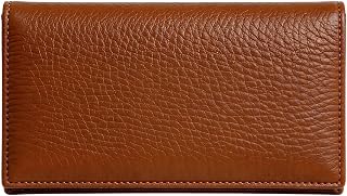 Large Capacity Genuine Leather Bifold Organizer for Women with Detachable Wristlet and Dedicated Phone Storage (Brown-1)
