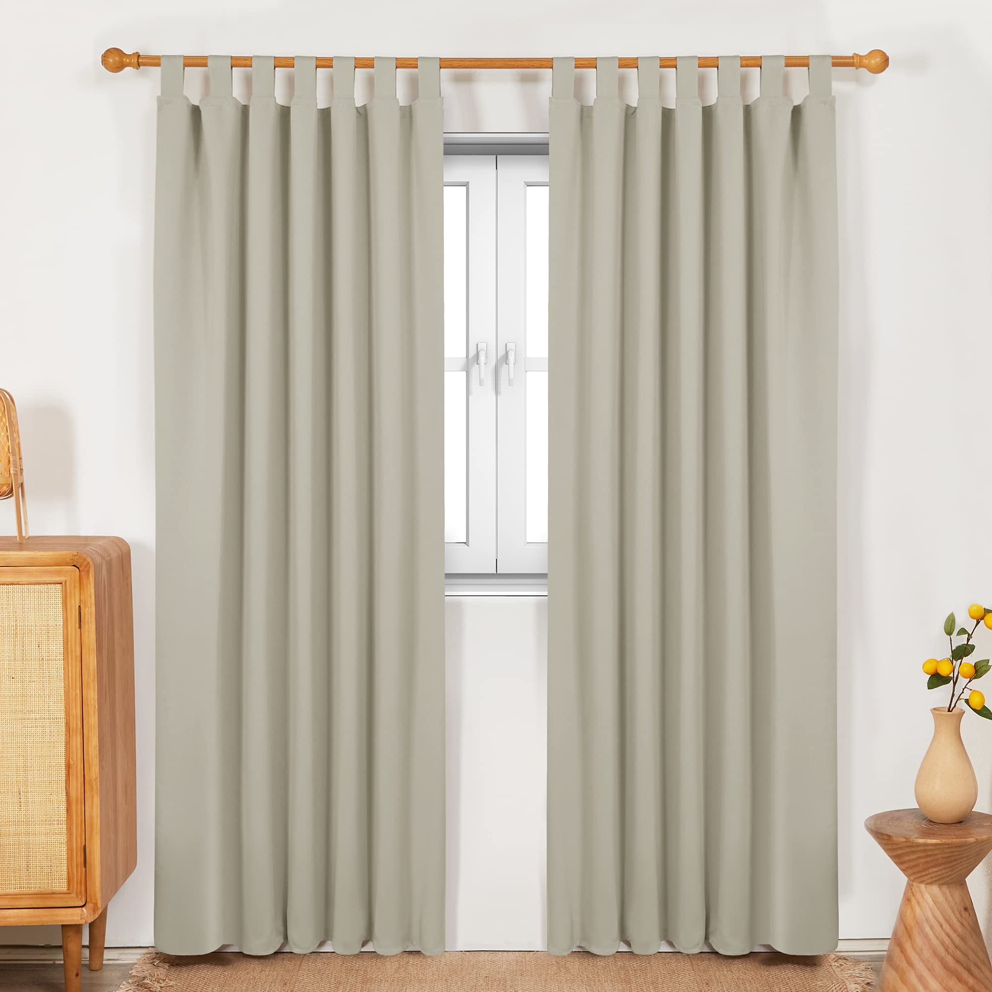 Deconovo Verdunklungsvorhänge Schlaufenschal Thermovorhang Polyester Gardinen Wohnzimmer Schlafzimmer 140x210 cm (BxH) Creme 2 Stücke – Bild 3