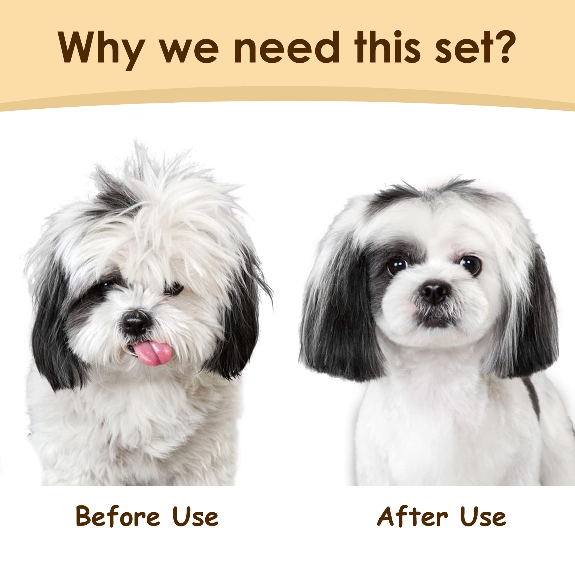 Kit profesional de aseo para perros y gatos de pelo largo – Juego de cepillos para quitar el pelo y quitar el pelo 3 en 1, caja de regalo para mascotas de pelo largo