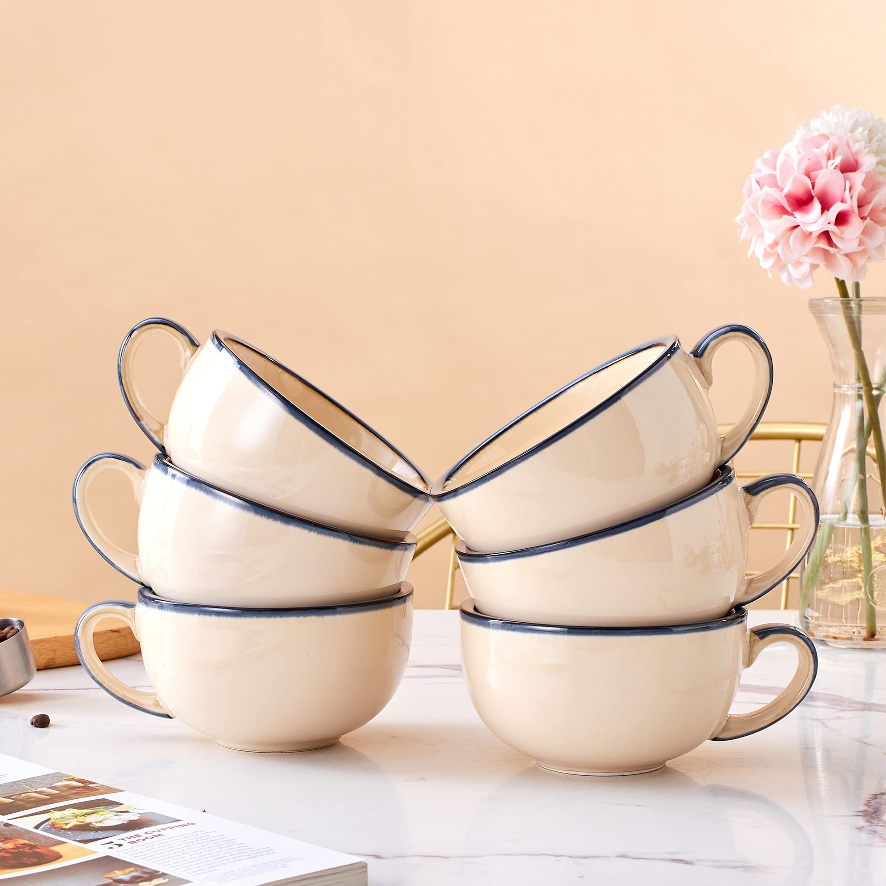 Amazon.com | Coffeezone Set of 6 Cups Vintage Design 12 oz