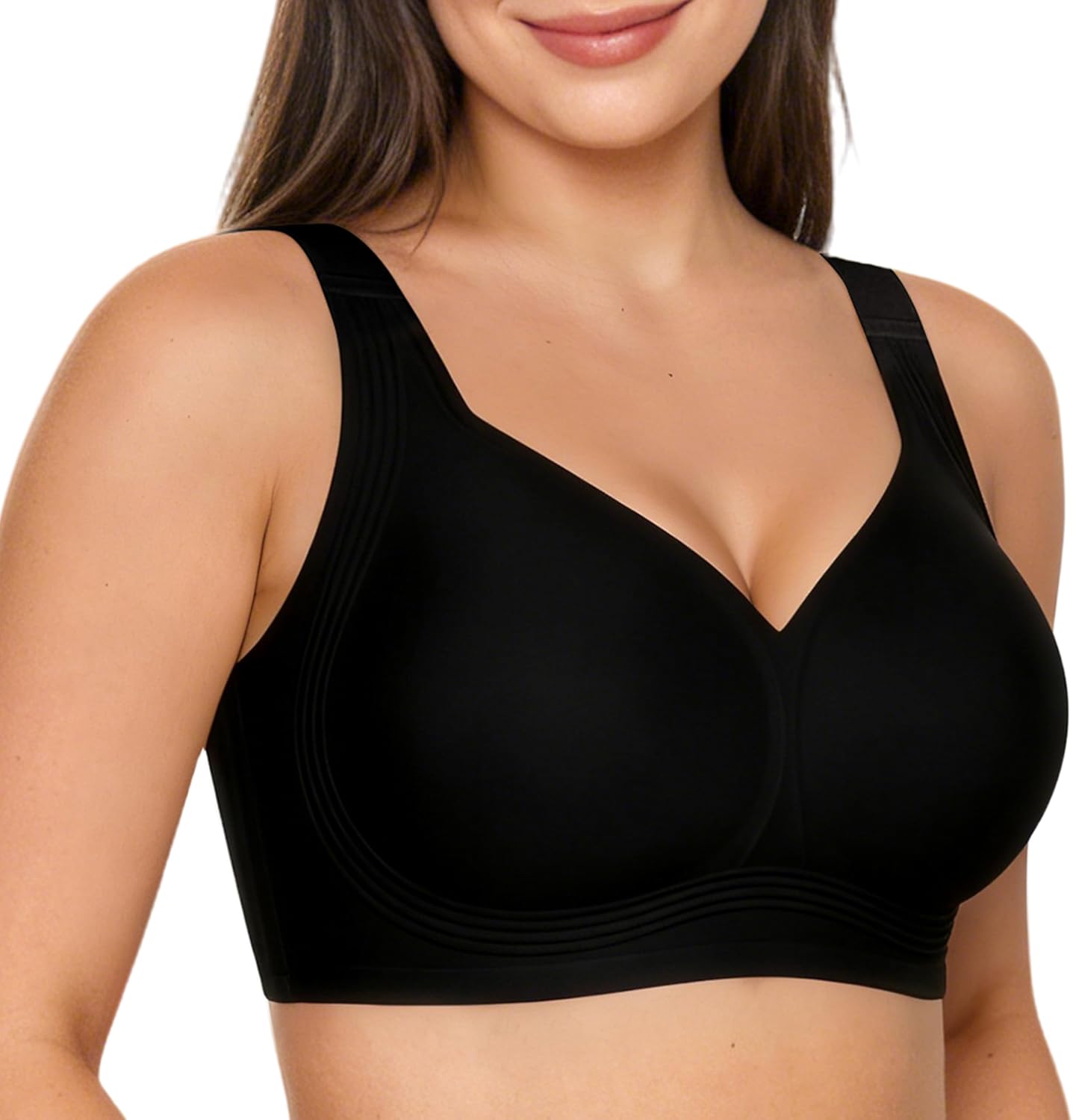 Womens Wireless Bras Push Up Bra Plus Size No Underwire Deep V Bras for Women Full Coverage Back Smoothing Sports Bra