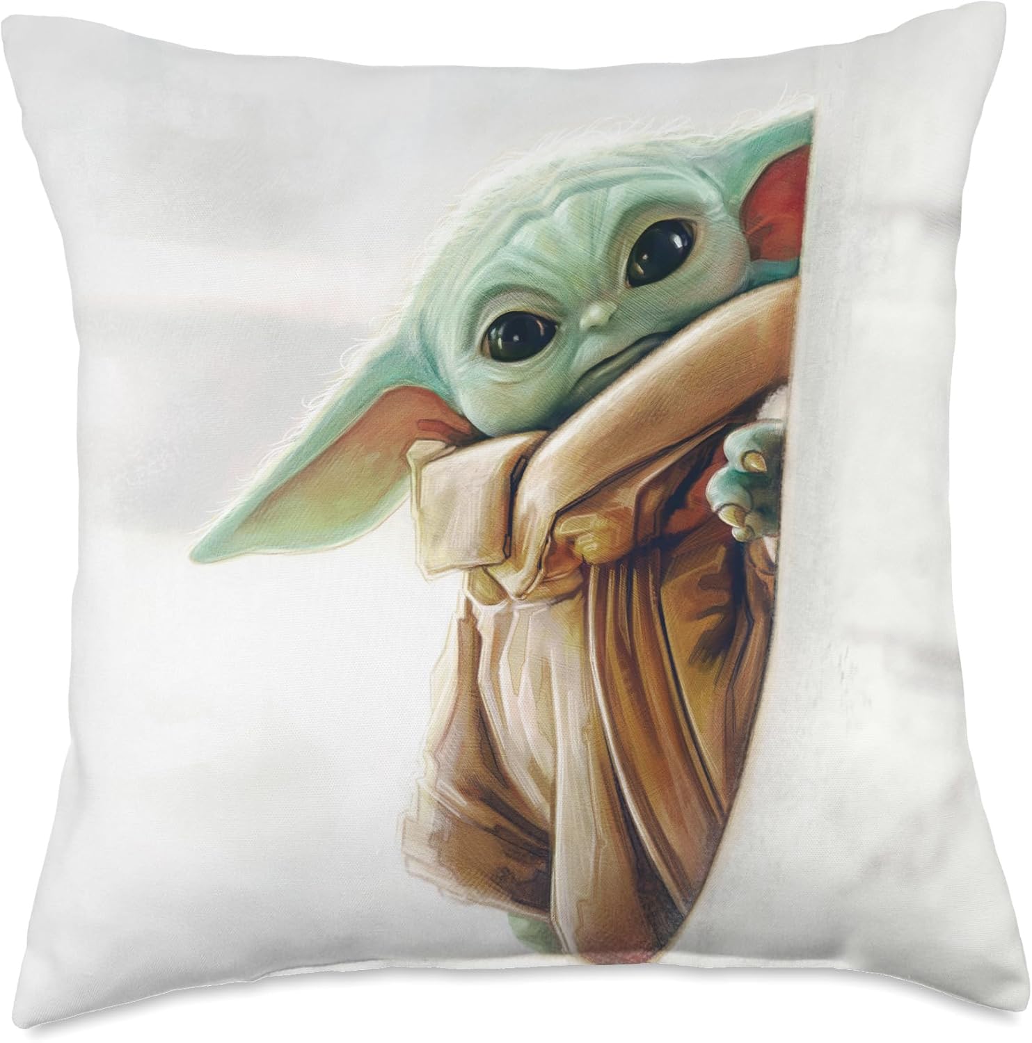 Star Wars The Mandalorian Grogu White Throw Pillow