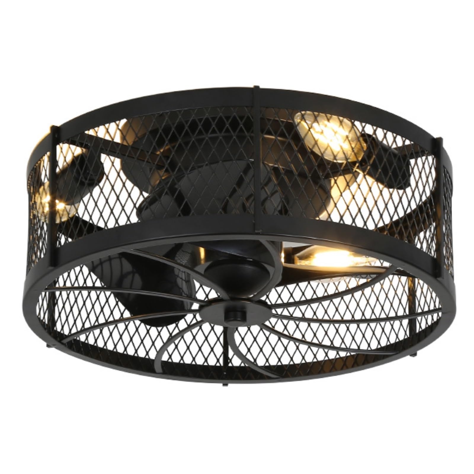ERETYRET Fan Light Bedroom Ceiling Industrial Wind Frequency Conversion Cage American Quiet Cooling