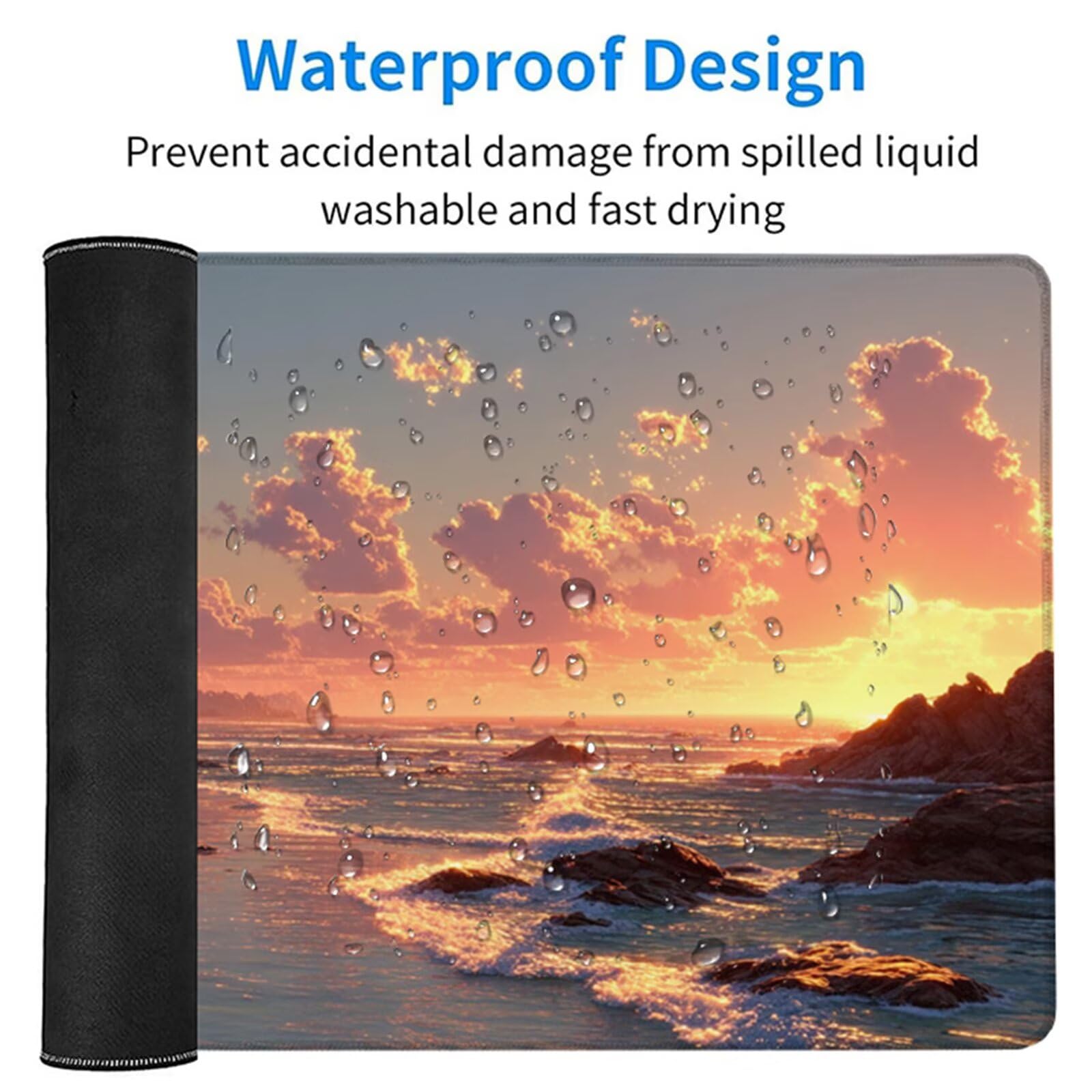 Podkładka pod mysz do gier Sunset T-9812 1200 x 600 x 3 mm, podkładka pod mysz z przeszytą krawędzią, podkładka pod mysz z antypoślizgową gumową podstawą, akcesoria biurowe, podkładka pod klawiaturę