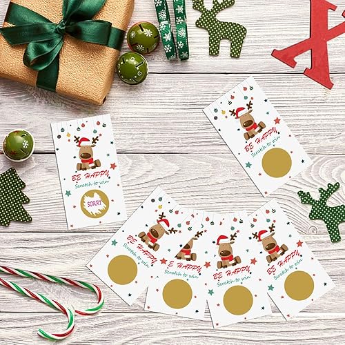 Miniatura 4 de REWIDPARTY Tarjetas de rascar de alce de Navidad (paquete de 30) para juegos de fiesta de Navidad, boletos festivos para rifas, suministros de