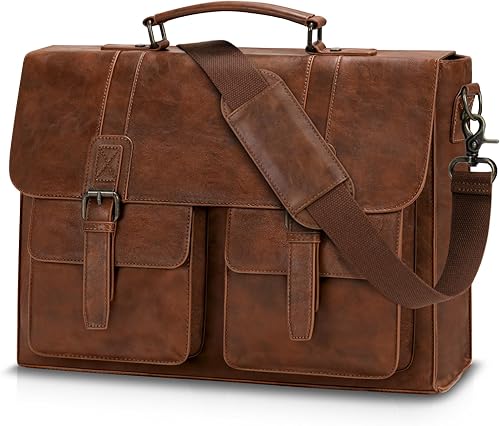 Bolsa de mensajero de cuero para hombres 15.6 pulgadas vintage bolsa portátil maletines impermeables para hombres bolsa de computadora bolsa para el