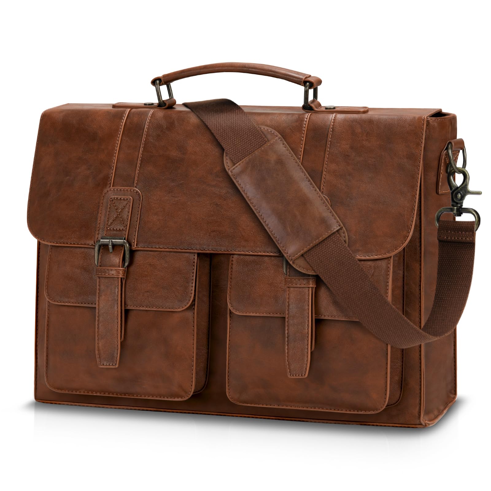 Leather Messenger Bag for Men 15 6 Inch Vintage Laptop Bag Waterproof Briefcases for Men Computer Bag Satchel