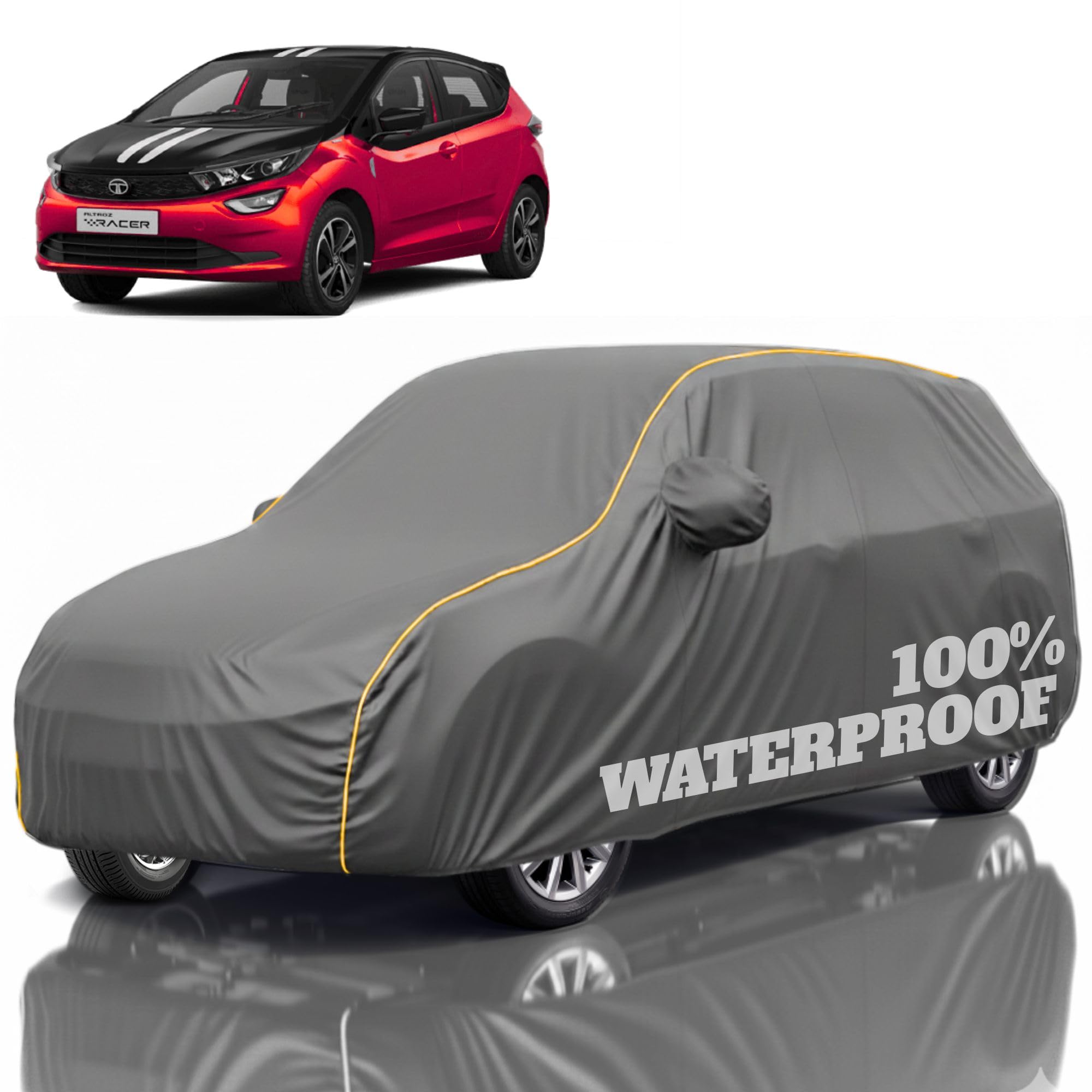 Premium Polyester Car Cover Altroz All-Weather Protection from Rain, Dust &amp; Sun | UV Resistant Fabric | Full Body Secure Fit for Outdoor &amp; Indoor Parking Grey