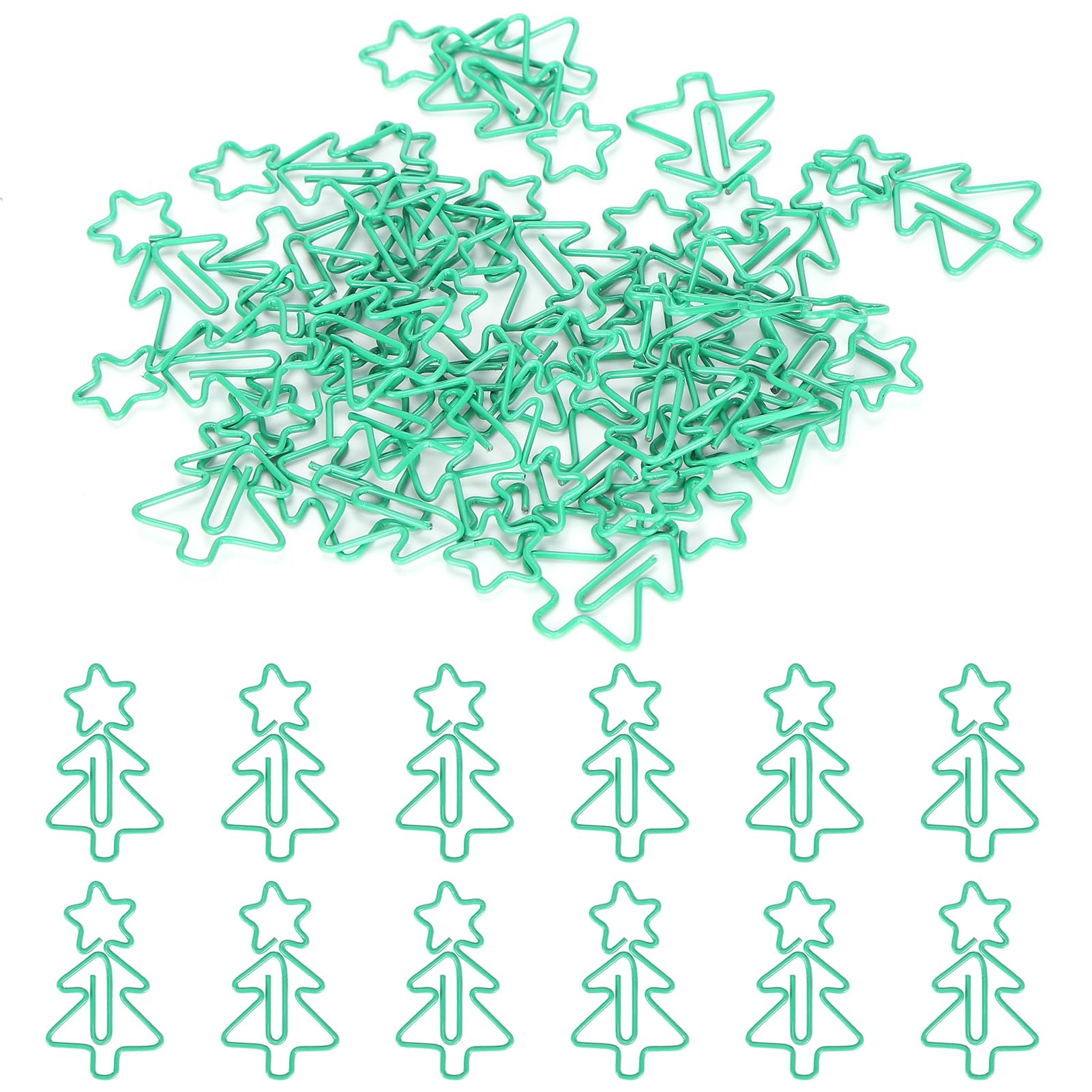 60Pcs Fun Paper Clips, Christmas Tree Shape Paperclips Green Paper Clips Cute Paper Clips Cool Paper Clips Funny Cute Paperclips Bookmarks Planner Clips for Fun Office Supplies School Gifts