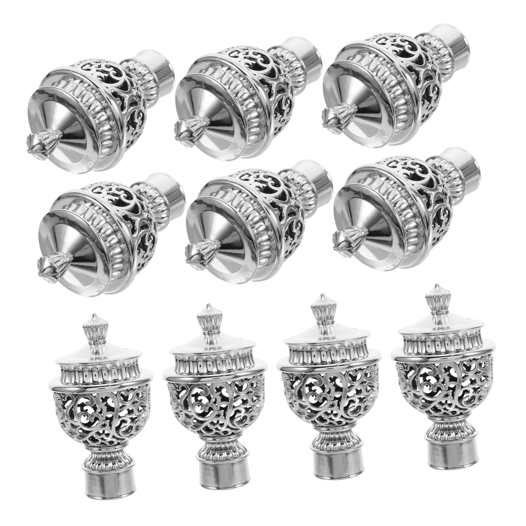 Garneck 12Pcs Decorative Roman Curtain Rod Caps Elegant Drapery Finials Hollow Design Easy to Install End Caps for Stylish Home Decor Replacement for Curtain