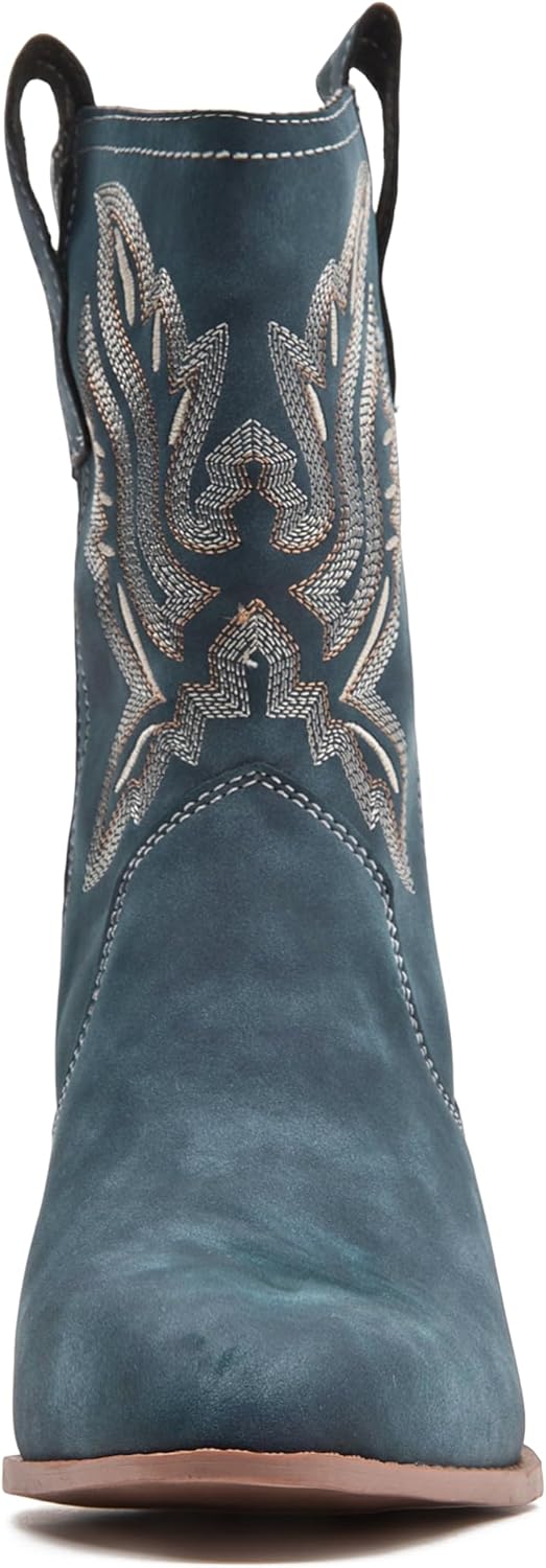 Glorert Cowgirl Short Boots For Women Ankle Cowboy Boot Block Heel Fashion Suede Booties