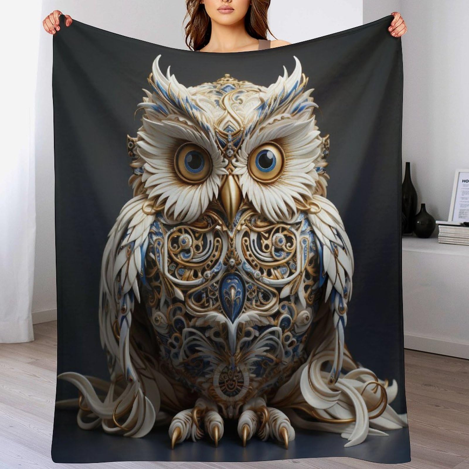 Plaid canape hibou en flanelle de haute qualite couverture chaude et durable