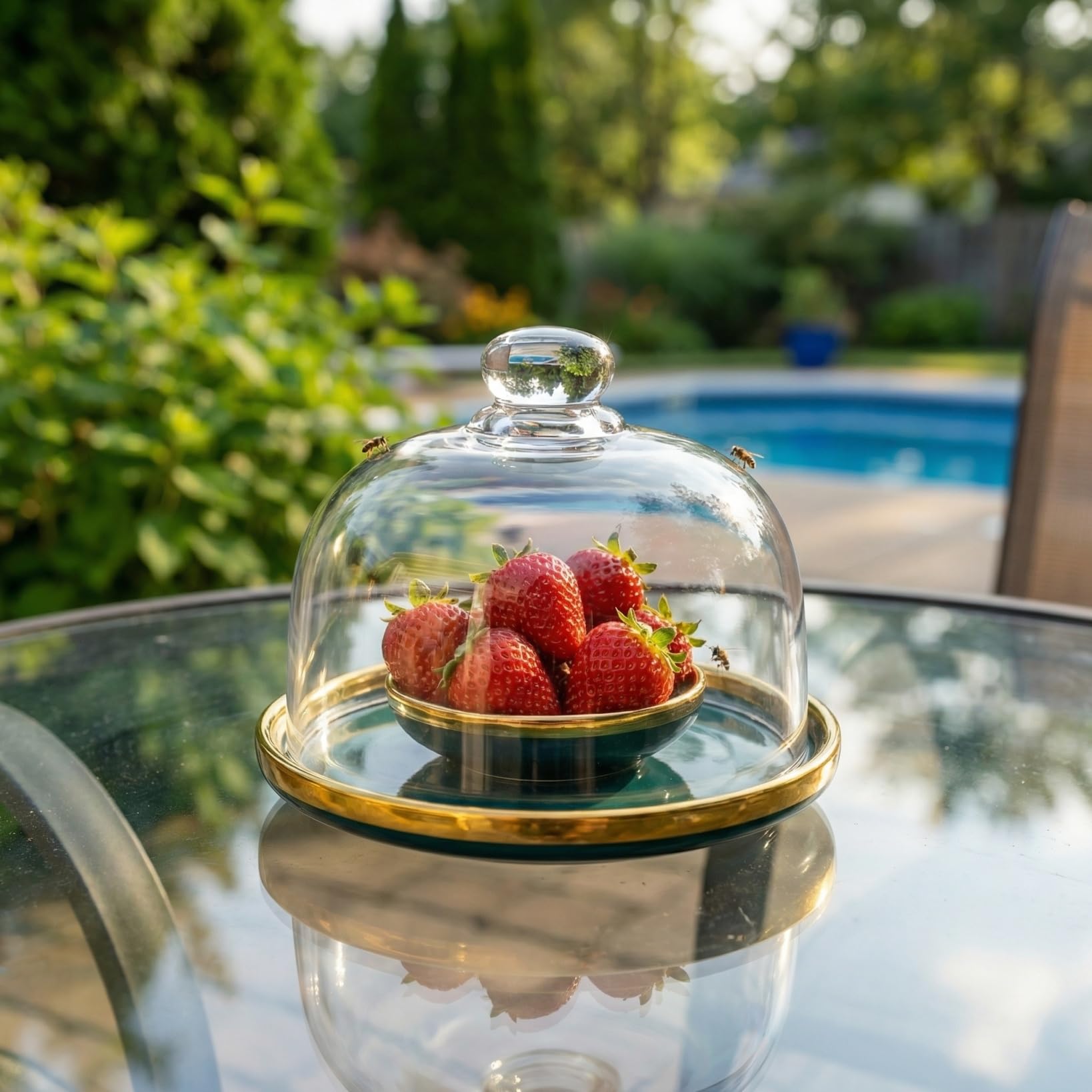 Cabilock 1 set de support à gâteau, cloche en verre, cloche à fromage, assiette en céramique, cloche à gâteau, cloche à gâteau, couvercle pour aliments