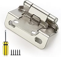 Vista 8 de Ravinte: juego de 60 bisagras y 30 pares de bisagras de puerta de gabinete de 1/2 pulgada de superposición para cocina, bisagras de níquel satinado