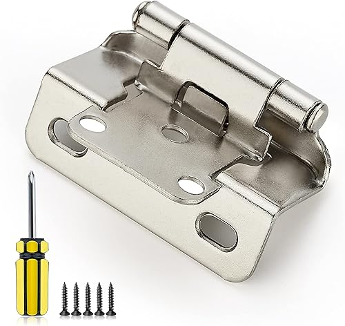 Miniatura 8 de Ravinte: juego de 60 bisagras y 30 pares de bisagras de puerta de gabinete de 1/2 pulgada de superposición para cocina, bisagras de níquel satinado