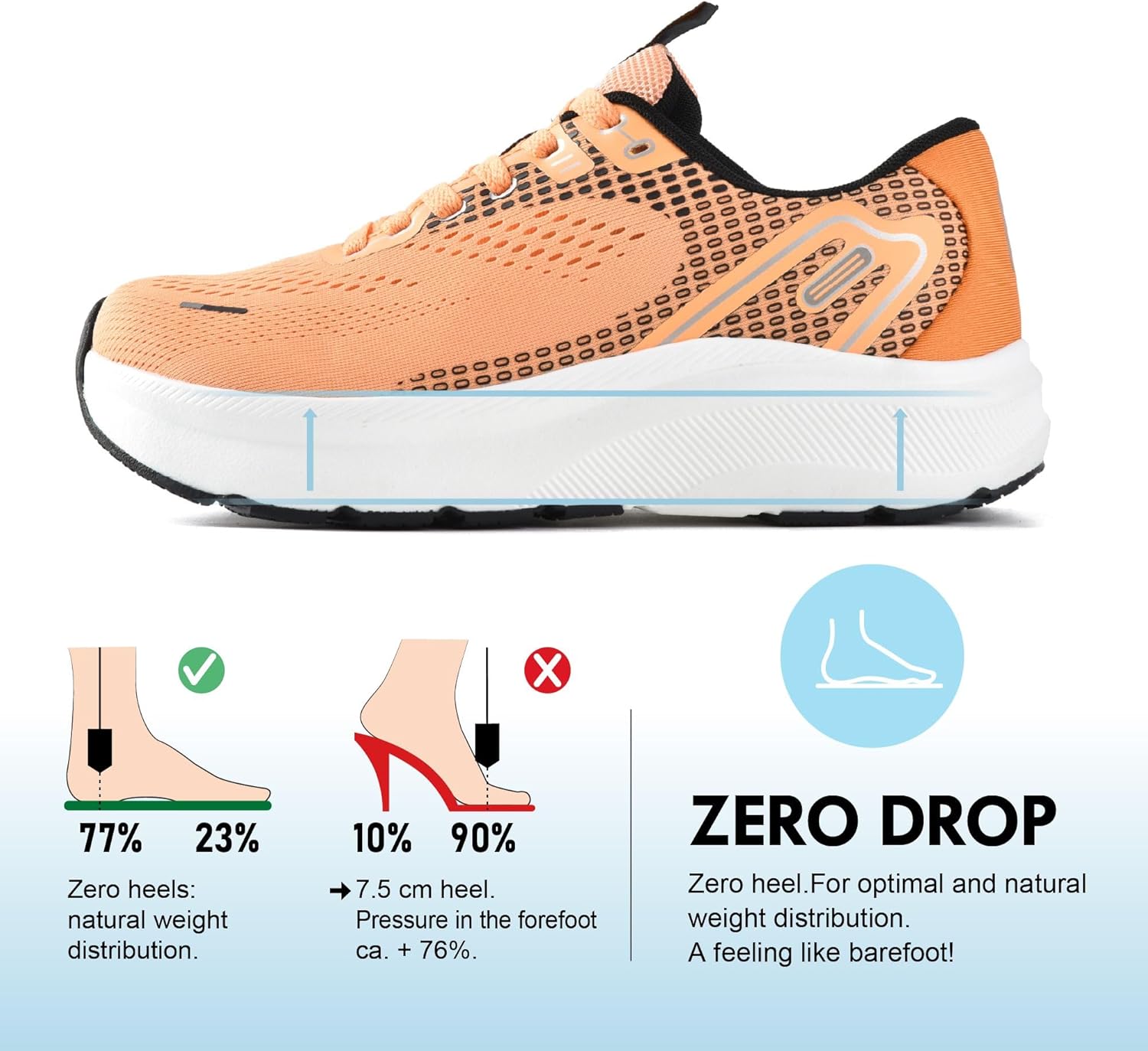 JACKSHIBO Wide Toe Box Shoes Women Arch Support Wide Sneakers for Running Walking Athletic Tennis Orthopedic Plantar Fasciitis Workout with Thick Cushion Zero Drop Sole Width Shoes - Image 3