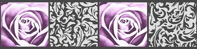 A.S. Création Self-Adhesive Border Stick Ups Wallpaper with Roses 5.00 m x 13 cm Black Purple Made in Germany 901910 9019-10