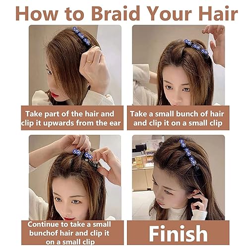 Miniatura 6 de Pinzas de cabello trenzadas con piedra de cristal brillante para mujer pinza de cabello trenzada Rsvelte con 3 clips pequeños pasador de pelo
