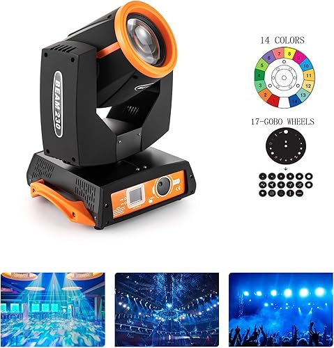 Miniatura 5 de Lemonrain 7R 230W Beam Sharpy Moving Head Light, 17 Gobos RGBW Beam Lights 14 Colores Led Cabeza Móvil Luces Dj Luces w16 Canales para Iglesia Boda