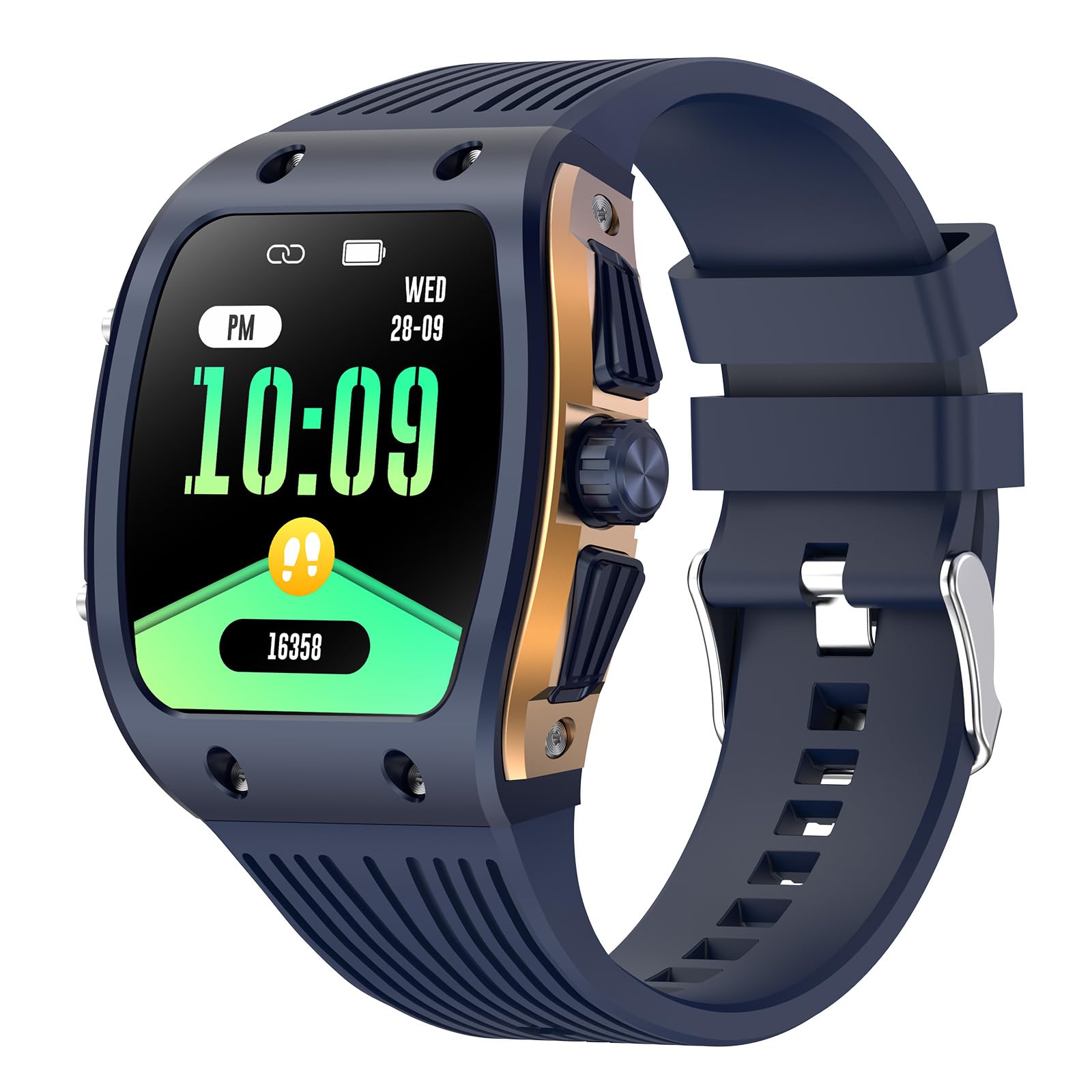 BRIBEJAT Smart Watches for Men, 1.76" HD Square Touchscreen with Heart Rate/SpO2/Sleep Monitor, Make/Answer Calls, 123 Sports Modes, IP68 Waterproof