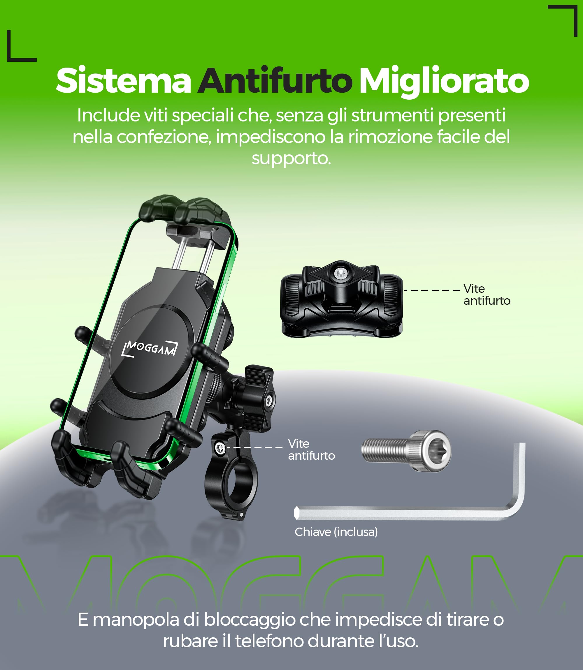 Porta Cellulare Moto Antivibrazione Antifurto Trail Ultra Resistente per Manubrio Compatibile Smartphone Ruggerizzati 5.4 a 7.2 Pollici Supporto Telefono Moto Adventure Enduro Touring Offroad