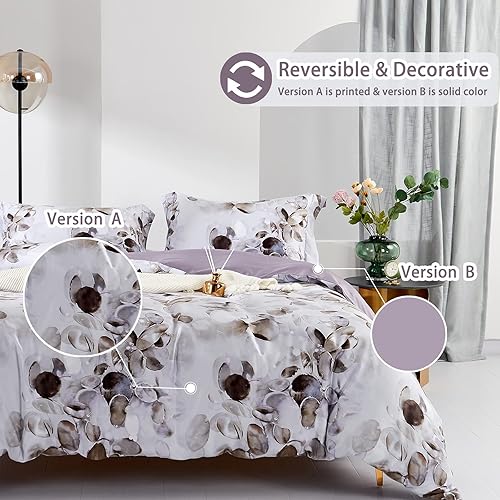 Miniatura 6 de MILDLY Fundas de edredón tamaño Queen, 100% algodón de fibra larga, suave y transpirable, juego de funda de edredón abstracta con pintura de
