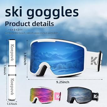 Ski Goggles NEW - Frameless, Interchangeable Lens 100% UV400 Protection Snow Goggles for Men & Women
