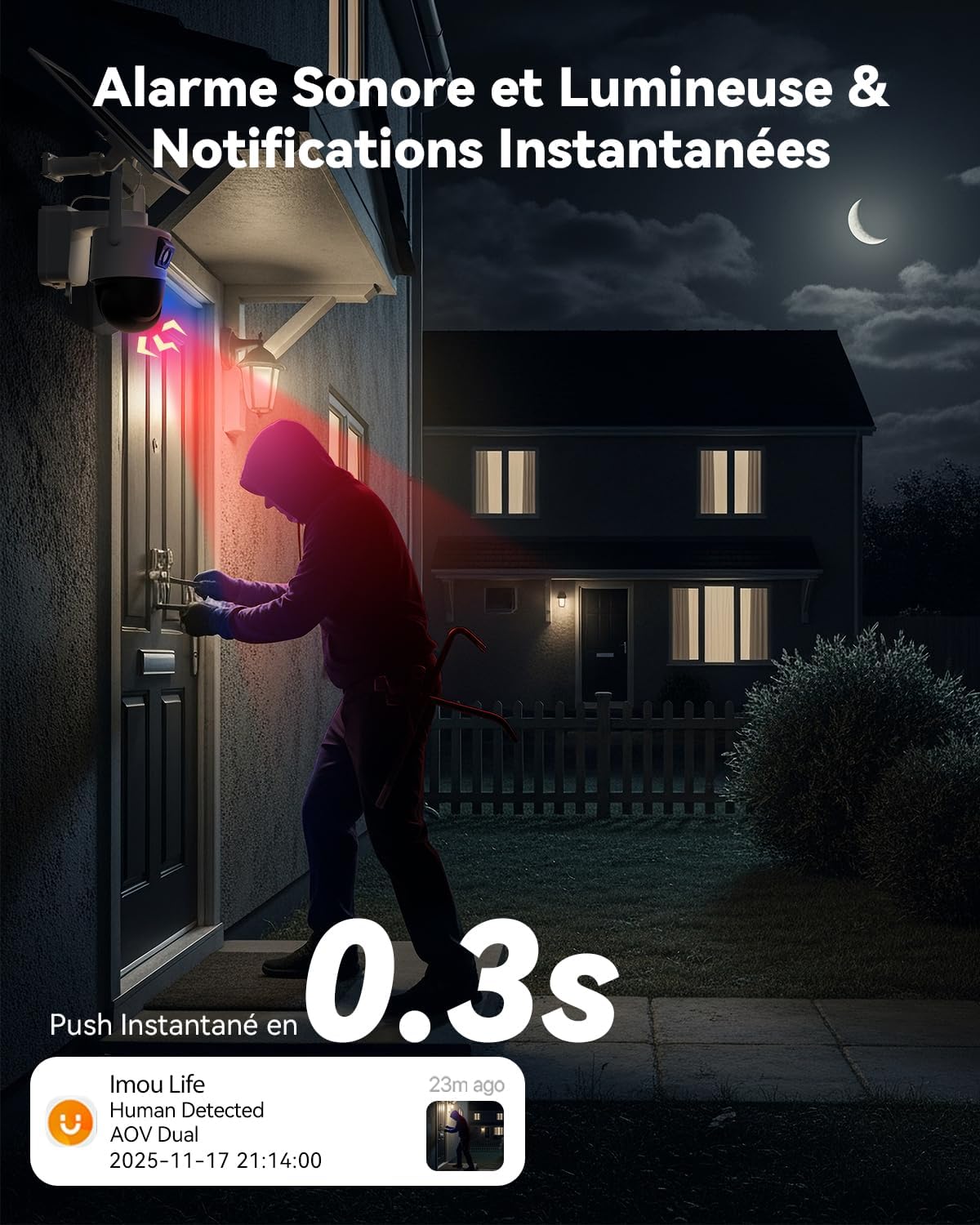 Imou 3K + 3K solarna kamera monitorująca, zewnętrzna, 24/7, AOV, karta SIM + pamięć kart 32 GB, PTZ 360°, rozpoznawanie osób, automatyczne śledzenie, tryb prywatny, inteligentne widzenie w nocy, IP66