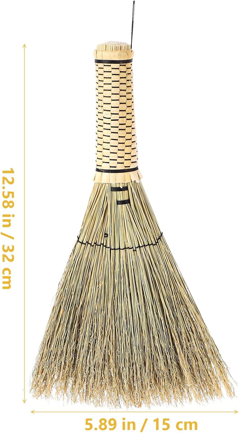 Beavorty Handmade Small Corn Whisk Broom 26cm Straw Bedside Desktop Sweeping Brush Household Woven Hand Broom for Home Cleaning