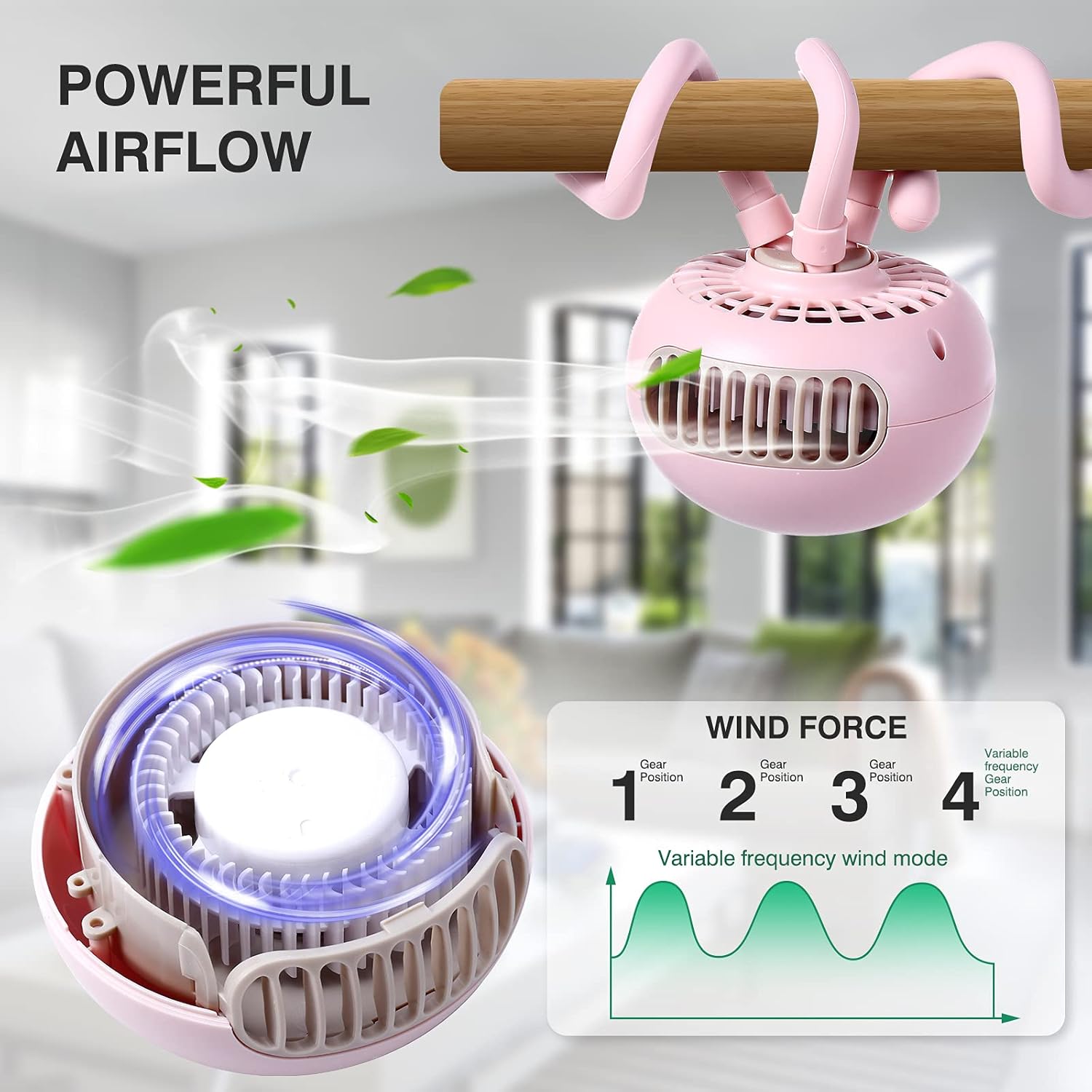 HOMIYES, 4000mAh Baby Stroller Cooling Fans Bladeless Flexible Tripod Clip with 3 Speeds,Portable Rotatable Handheld Personal Fan for Car Seat Crib Bike Treadmill : Baby