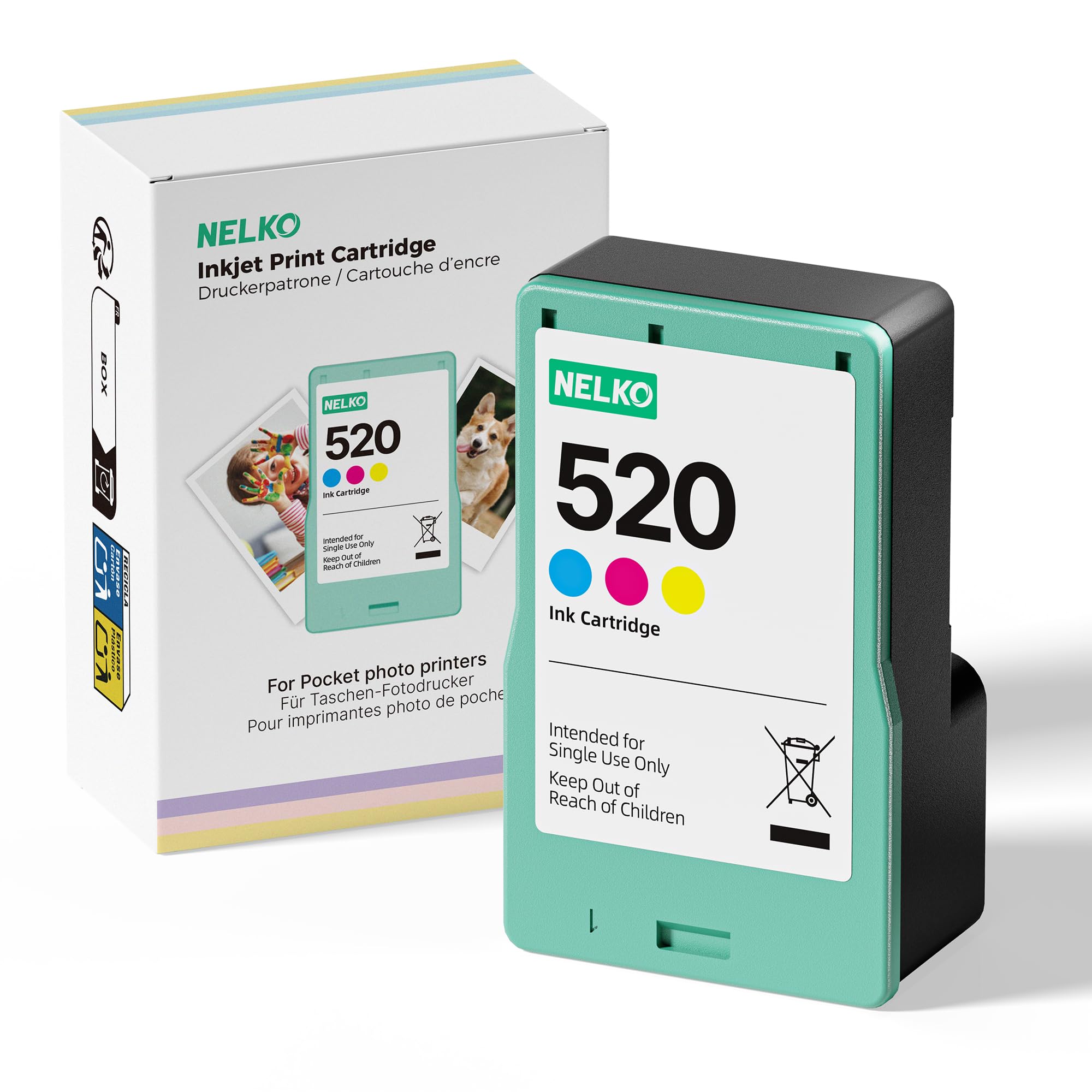 Nelko Original Farbtintenpatronen, Ergiebige Tintenpatrone, Kompatibel mit dem Fotodrucker PP01, Wasserbeständig, für Sofortbilddruck, für Zuhause und Schule, 1 Stück