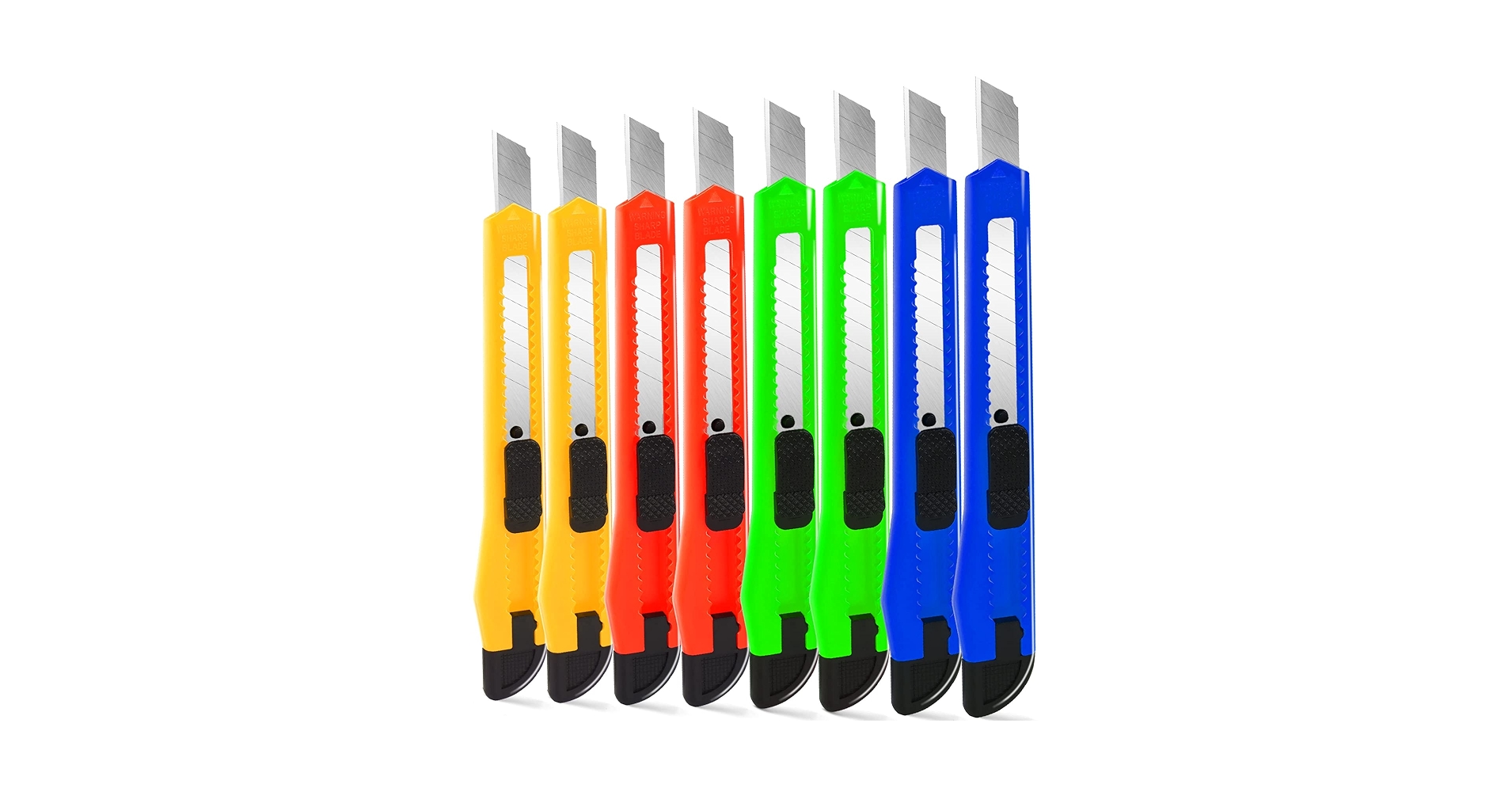 T−FAL KO340176 TIFICAL 8 Pack Box Cutter Utility Knife, 9mm Snap-off Box