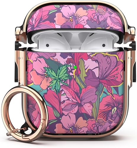 Funda para AirPods 1 y 2, funda de bloqueo seguro para Airpod con tapa de bloqueo, clip de llavero, material híbrido de cuerpo completo, cubierta