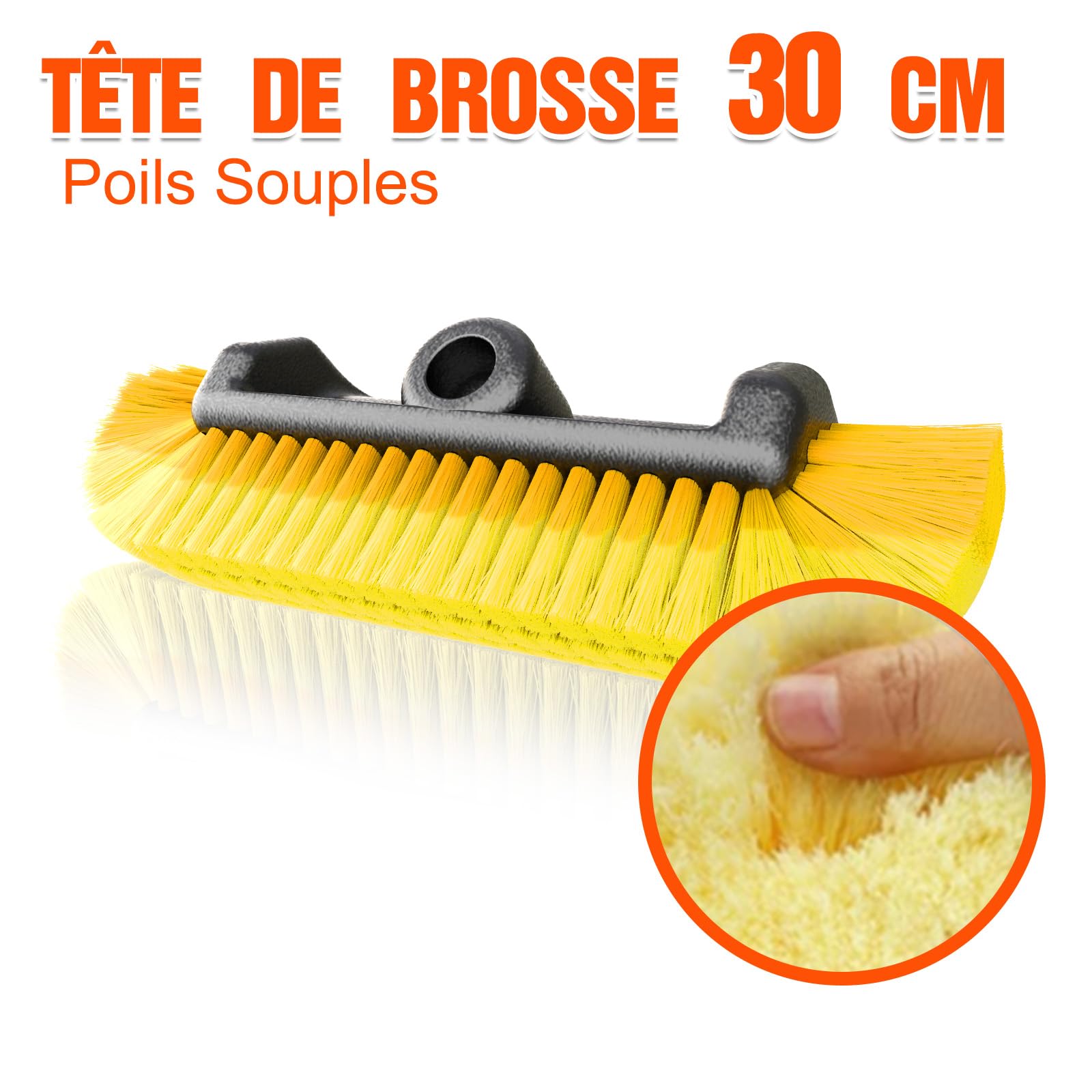 LAANPOLE 3,6m Brosse Nettoyage Voiture avec Perche Telescopique, Brosse Lavage Voiture, Balai Nettoyage Anneau Solaire pour Camping-Car, Camion, Bateau, Revêtement de Maison