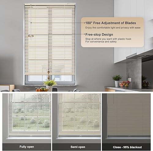 Miniatura 10 de SEEYE Mini persianas venecianas de aluminio sin cordón, persianas horizontales para ventana, tamaño de listón de 1 pulgada, persianas de