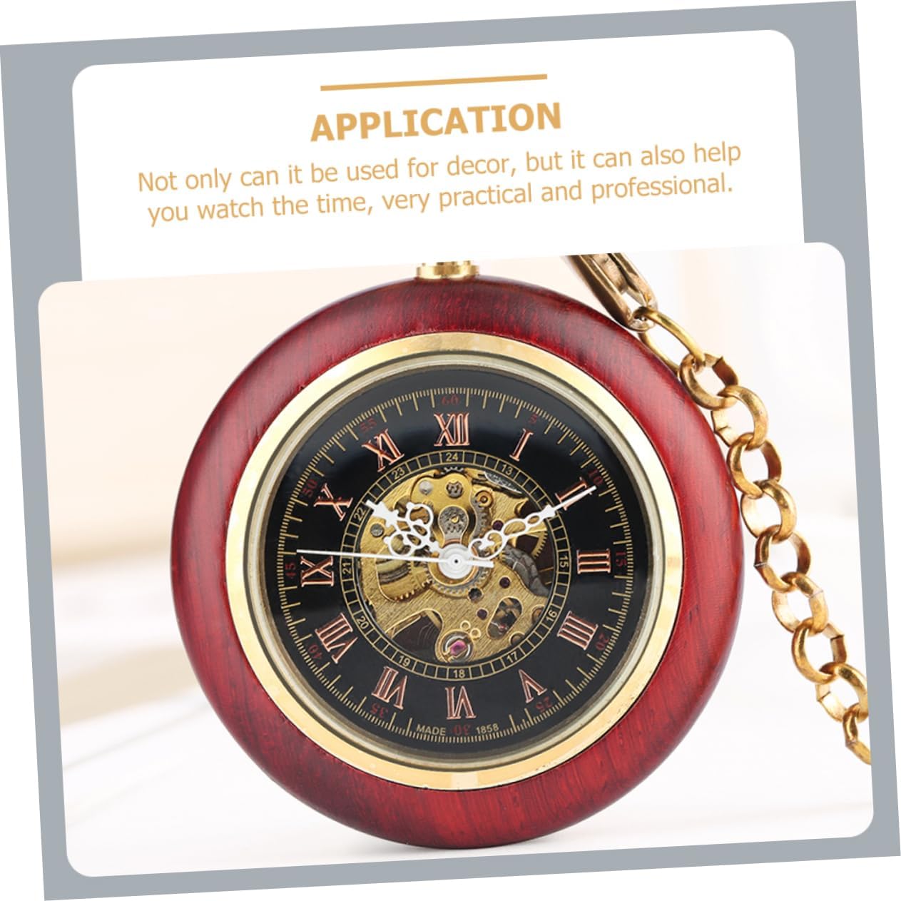 Antique Vintage Pocket Watch with Roman Numeral Dial Retro Mechanical Hanging Watch for Elderly Men and Women Decorative Classic Timepiece Gift