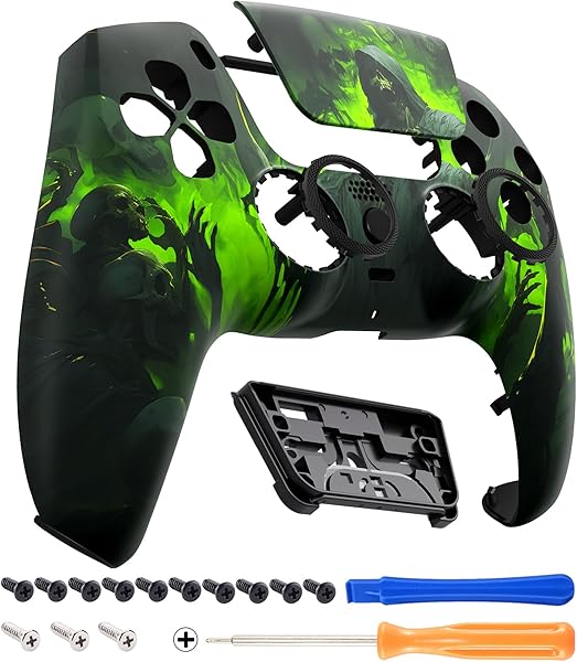 eXtremeRate Luna Coque Manette pour ps5 BDM-010/020/030/040/050,Façade pour ps5 Controller avec Pavé Tactile-Noir Carnaval - 1