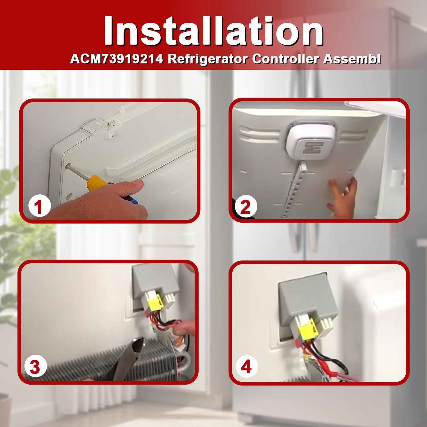 Refrigerator Controller Assembly Refrigerator Freezer Temperature Sensor Compatible with LG Replace#: ACM73919214 6615JB2005S