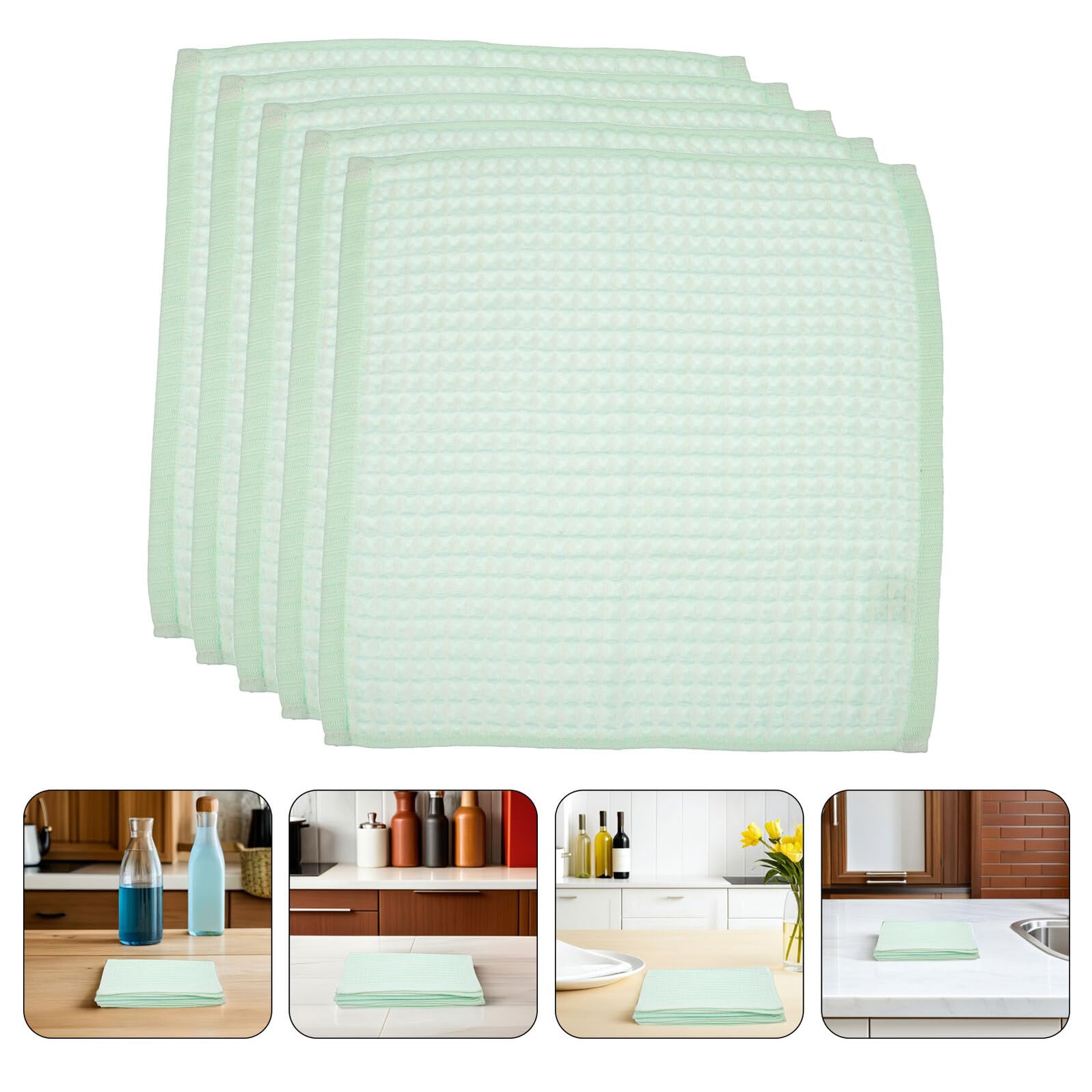 Mikinona Paños de Cocina de Algodón 100% Absorbentes 35X35 CM Color Verde Claro 10 Unidades para Limpiar Platos y Secar Manos Textiles de Cocina Lavables y Suaves para Uso Diario Hogar