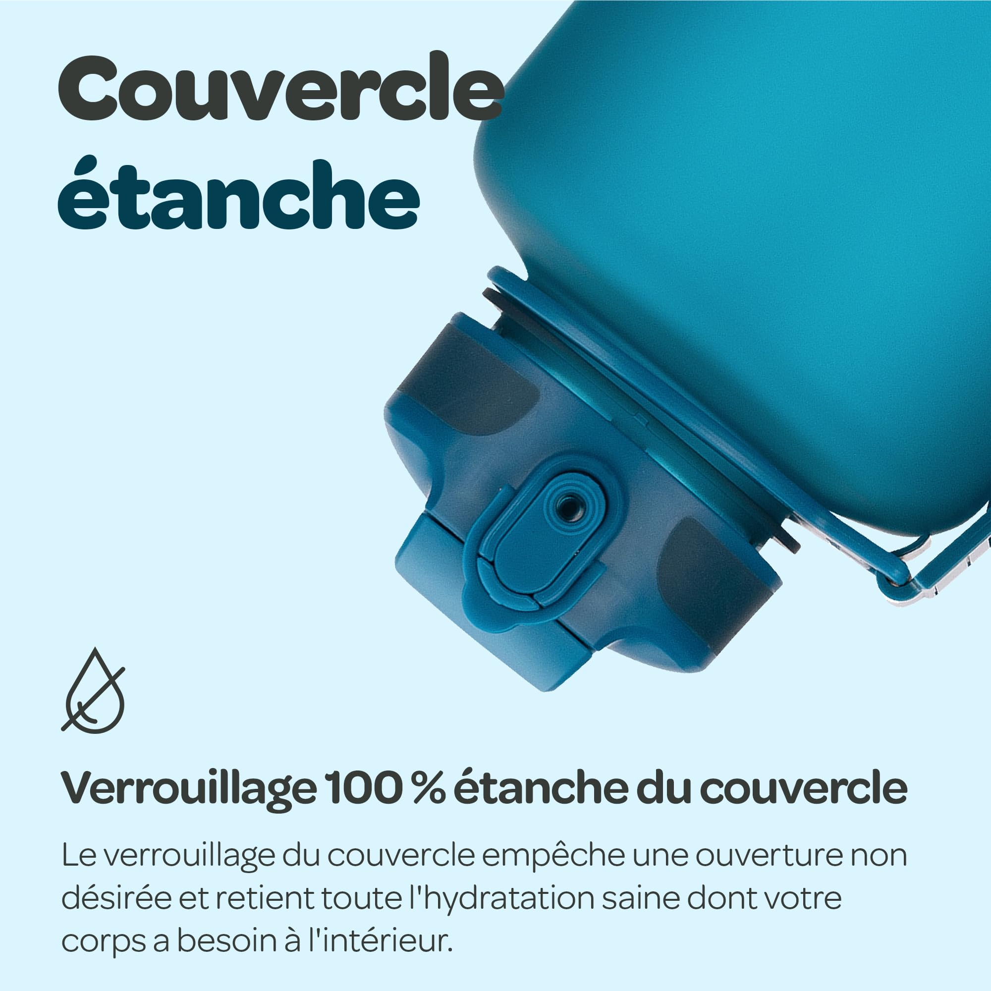 Gourde 2L Hydracy Avec Marqueur De Temps - Sans BPA, Housse Néoprène - Pour Sport Et Bureau