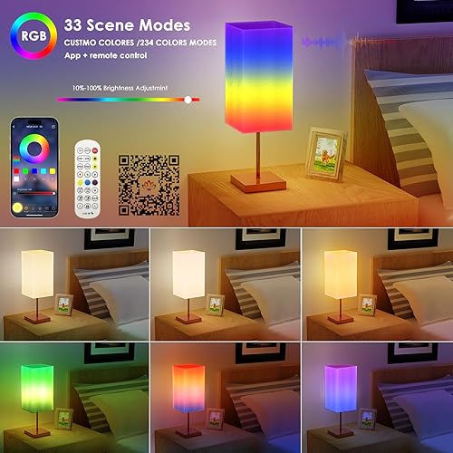 Miniatura 3 de emie Moderna lámpara inteligente de mesita de noche arcoíris para dormitorio, lámparas de mesita de noche, 72 bombillas LED coloridas con control de