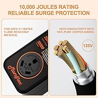 Vista 3 de Marsflex Protector de sobretensiones para RV, analizador de circuito de 30 amperios, protección contra sobretensiones de 10000 julios con cubierta